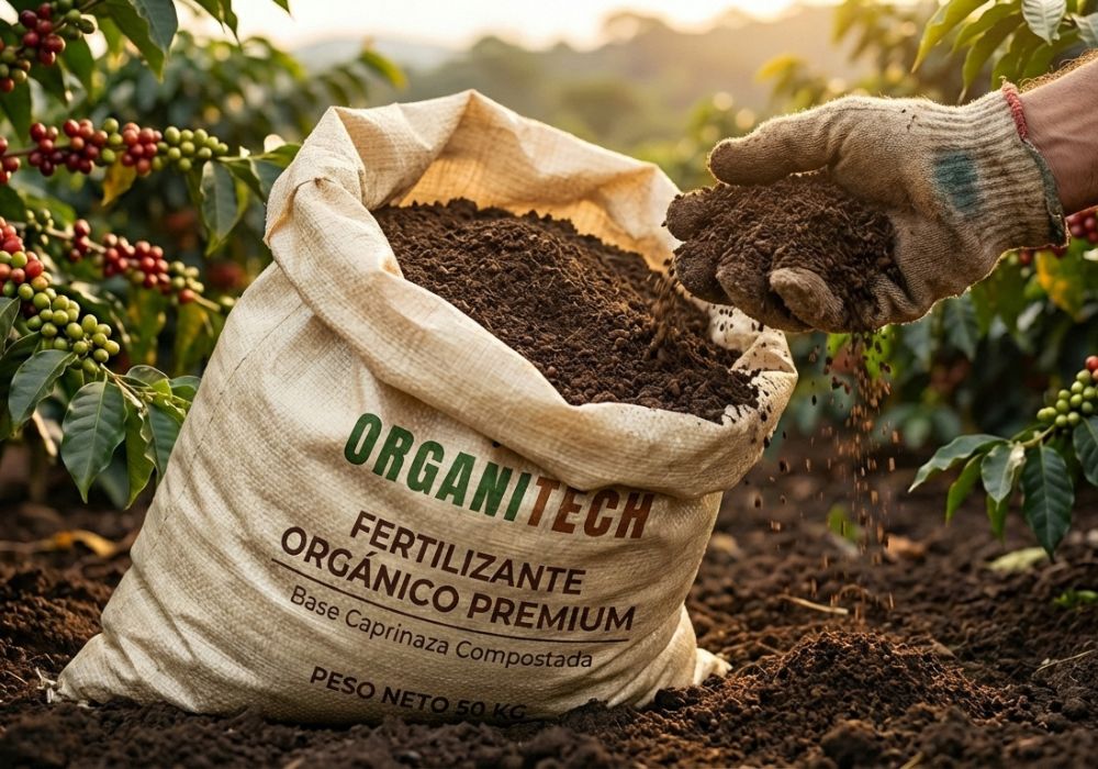 Organitech para el Café Abono orgánico de caprinaza compostada premium para regeneración de suelos