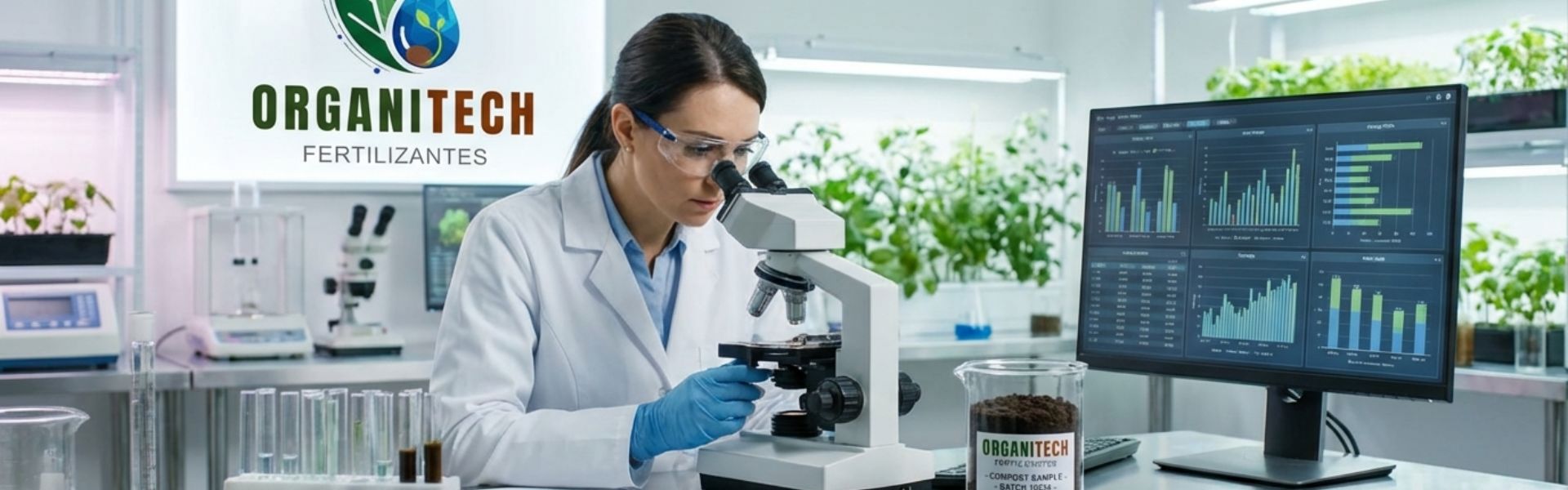 Análisis de calidad y Laboratorio Agrónoma realizando análisis de calidad y laboratorio para certificación de fertilizantes.