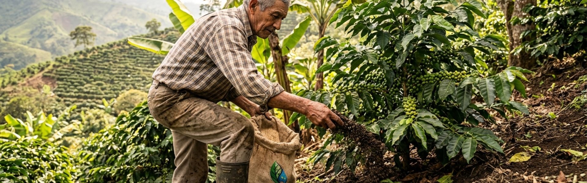 Uso de abonos naturales Uso de abonos naturales en corona en un cultivo de café especial en Santander.